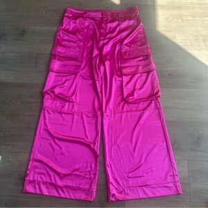 AKIRA Hot Pink Flare Cargo Pants